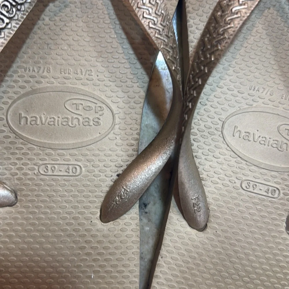 Havaianas Women’s Top Tiras Flip Flops Rose Metallic Size 9
